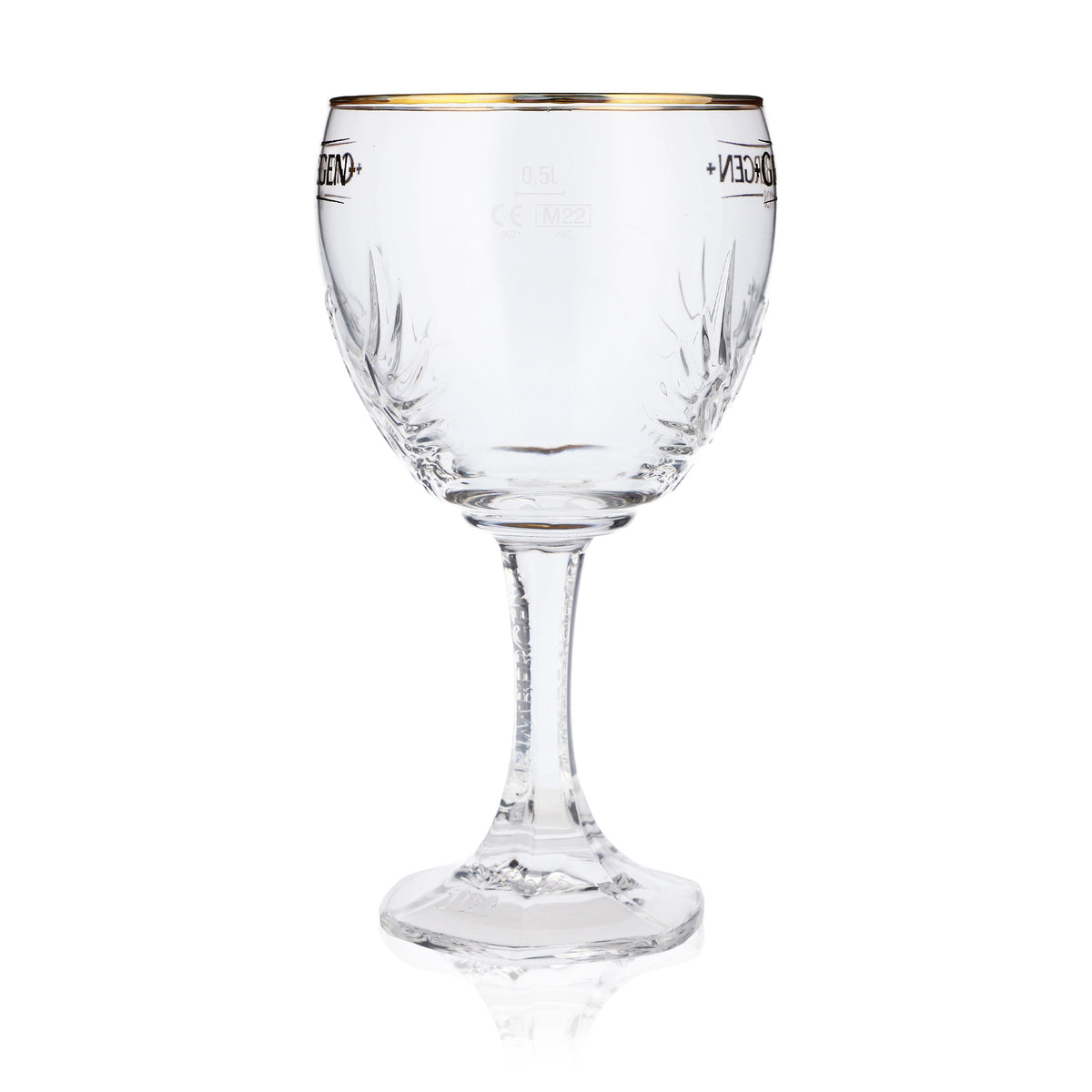 6x Grimbergen Glass 0.5l Goblet Phoenix Contour Gold Rim Glasses Gastro Beer – View 6
