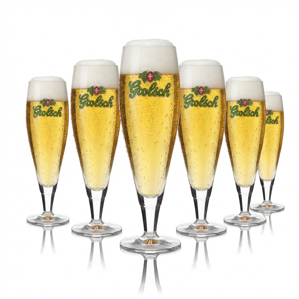 6x Grolsch Glass 0.25l Goblet Glass Set Beer Glass Pilstulpe Brewery Gastro Oak