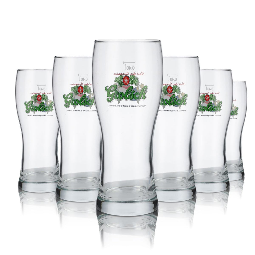 6x Grolsch Glass 0.4l Beer Glasses Festival Festival of Europeans Cup