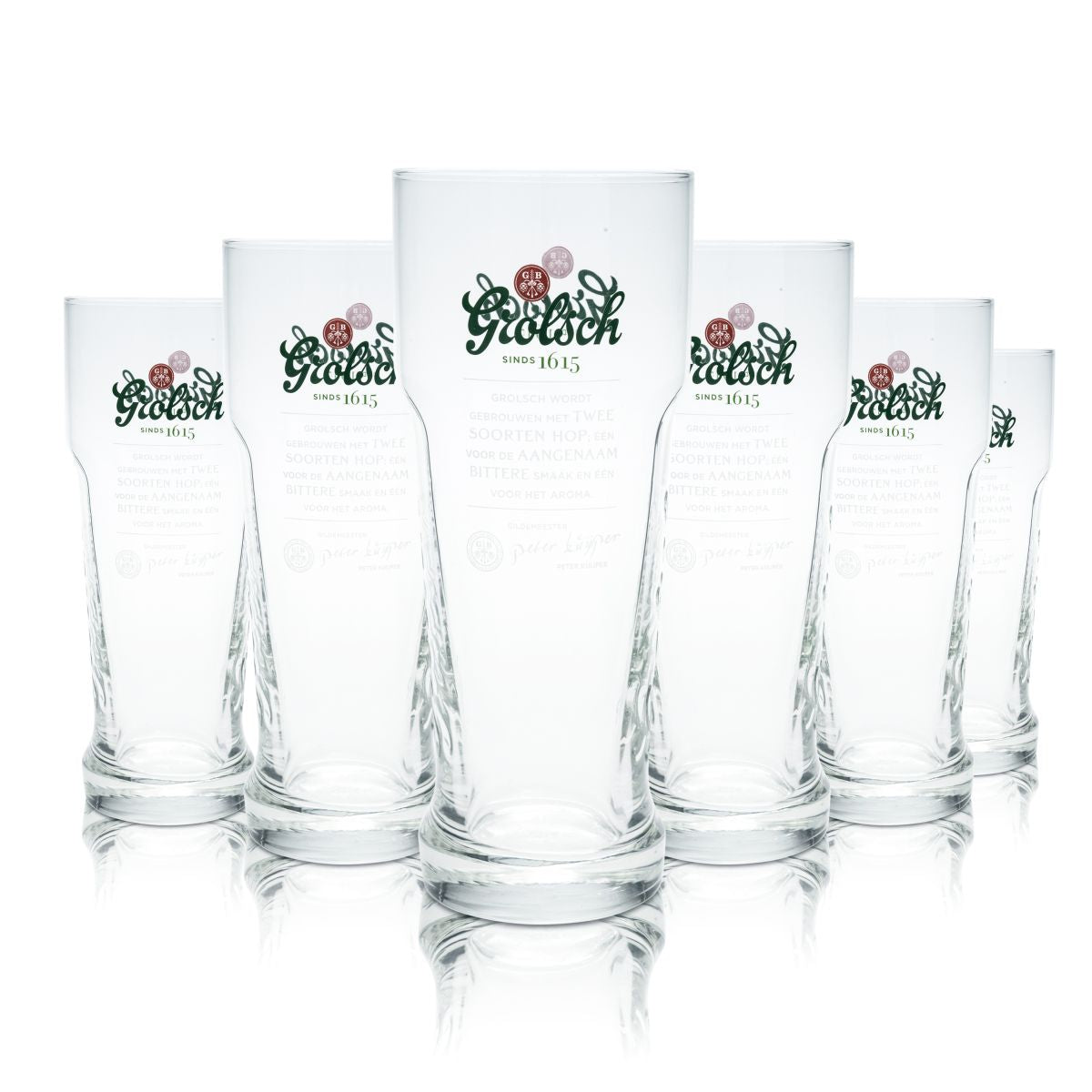 6x Grolsch 0.5l beer mug Master Glass glasses set, brewery, Netherlands