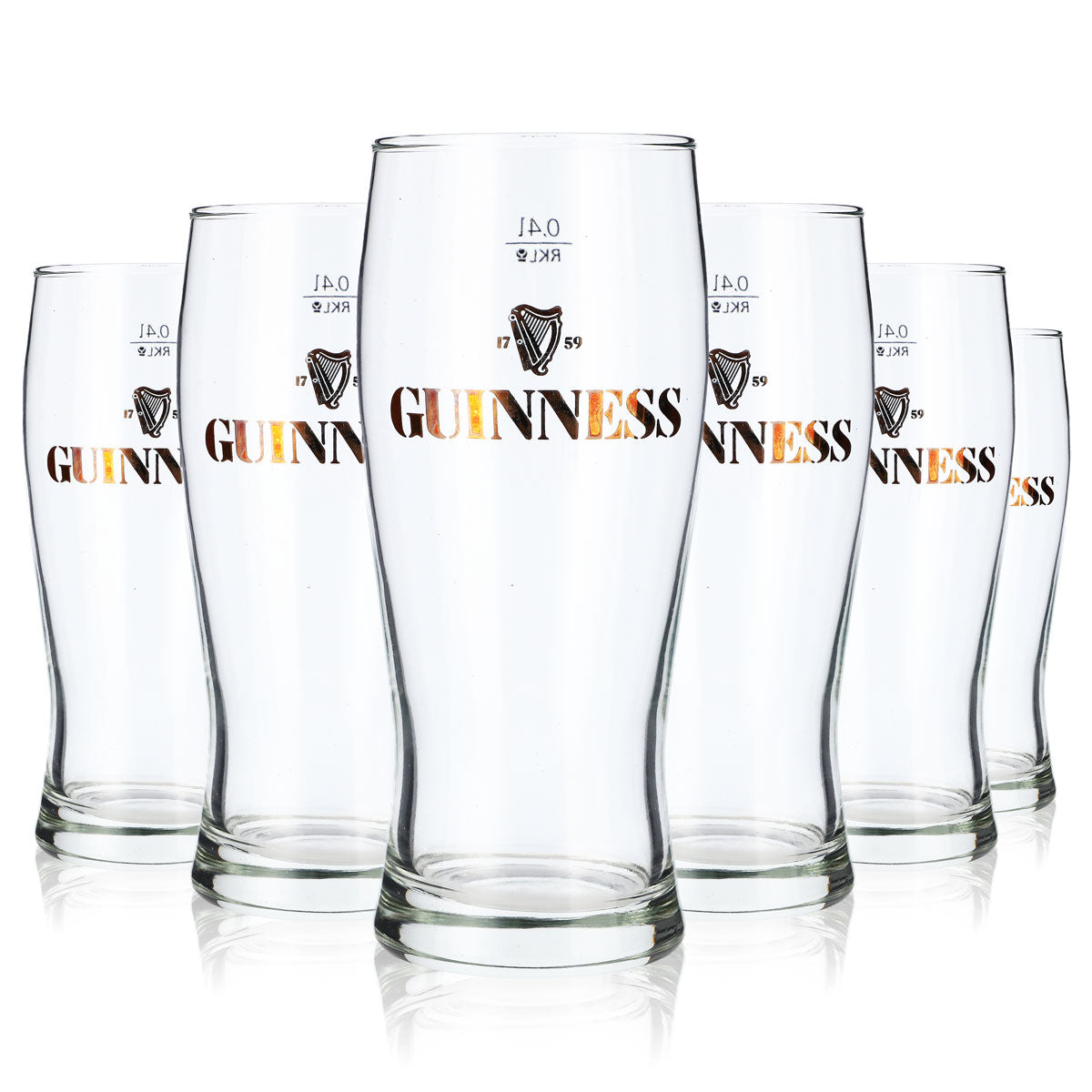 6x Guinness Beer Glass Ideal Mug Glasses 0.4l Gold Etched Logo – View 5