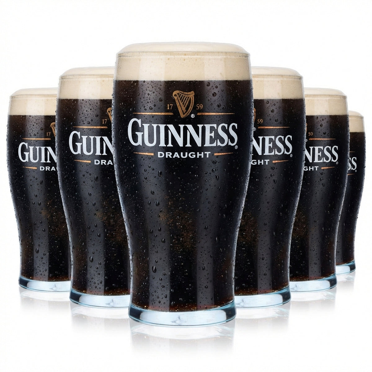 6x Guinness Beer Glass 0.4l Beer Glasses Draught Irish Mug Sahm Tulip