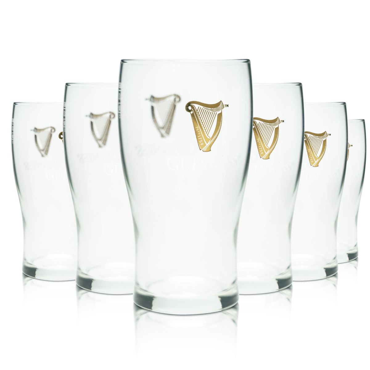 6x Guinness Beer Glass 0,3l Pint Tulip Glasses Willi Mug Irish Brewery Draught