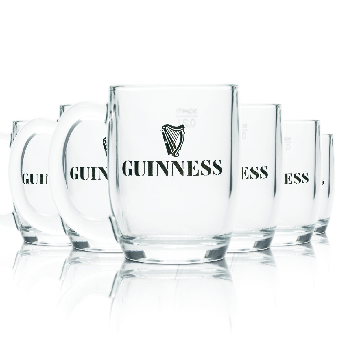 6x Guinness Glass 0.2l Beer Draught Stout Mug Handle Glasses Ireland Brewery UK