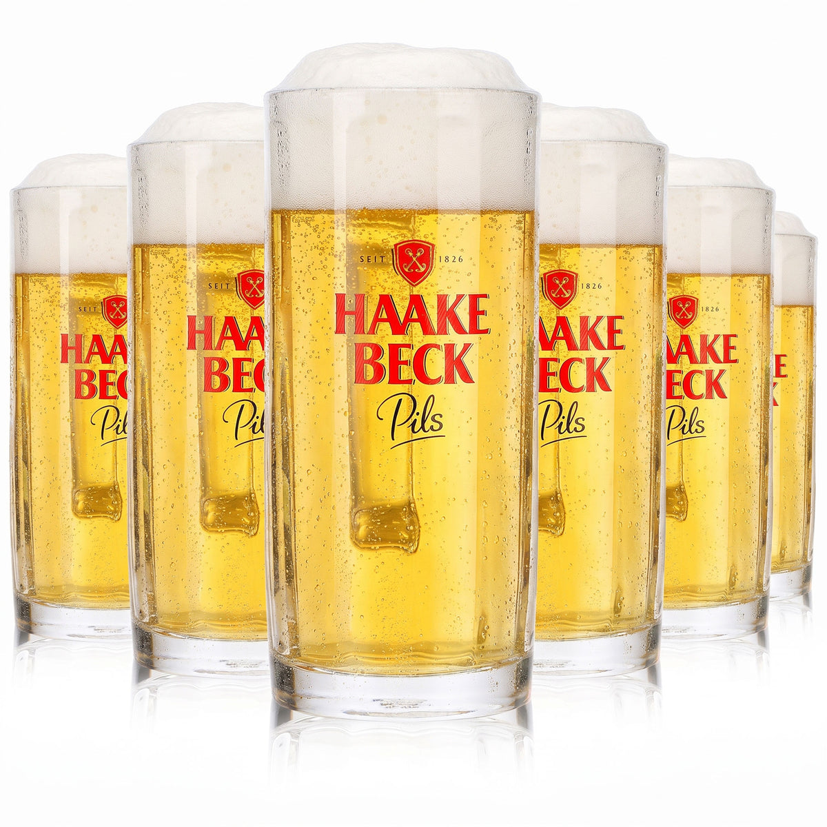 6 Haake Beck Beer Glasses, 0.2 L, "Krug Sahm Moldau" (Set of 6)
