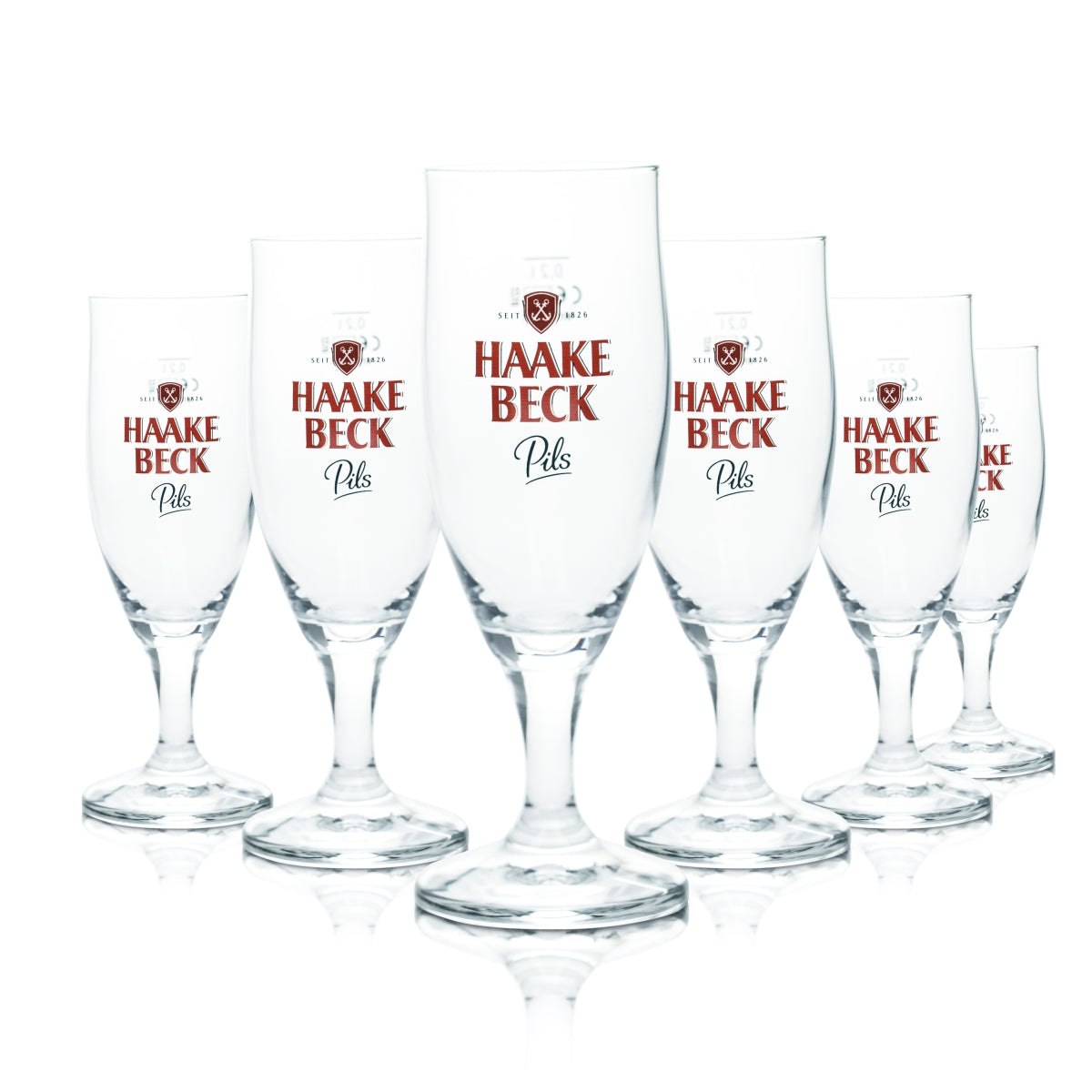 6x Haake Beck Glass 0.2l Pils Tulip Draft Beer Glasses Brewery Gastro Calibrated