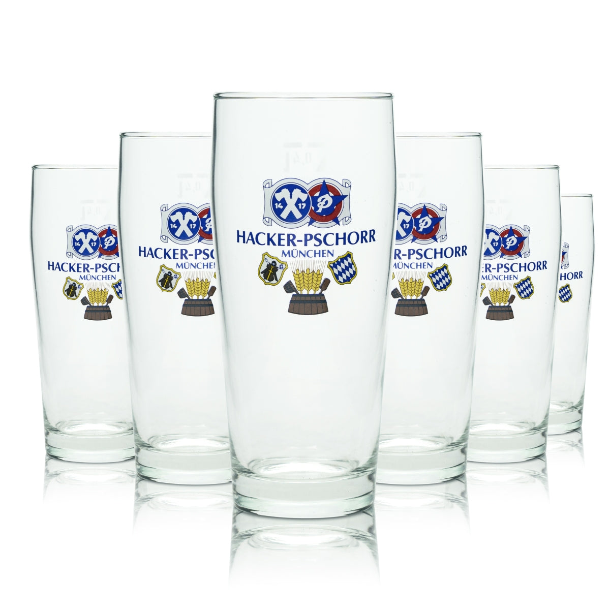 6x Hacker Pschorr Beer Glass 0.4l Mug Ruhr Glasses Willi Tumbler Light Pilsner