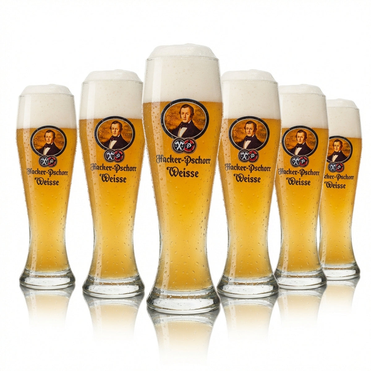 6x Hacker Pschorr Beer Glass 0.5l Wheat Beer with Cream