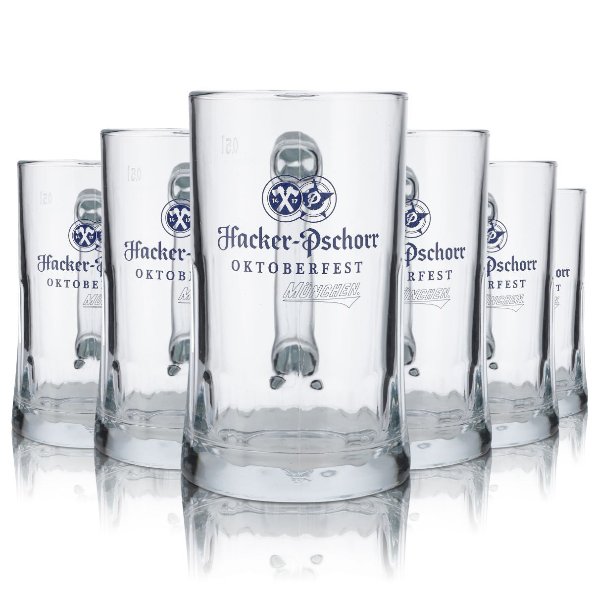 6x Hacker Pschorr glass 0,5l beer mug Oktoberfest Munich special edition glasses