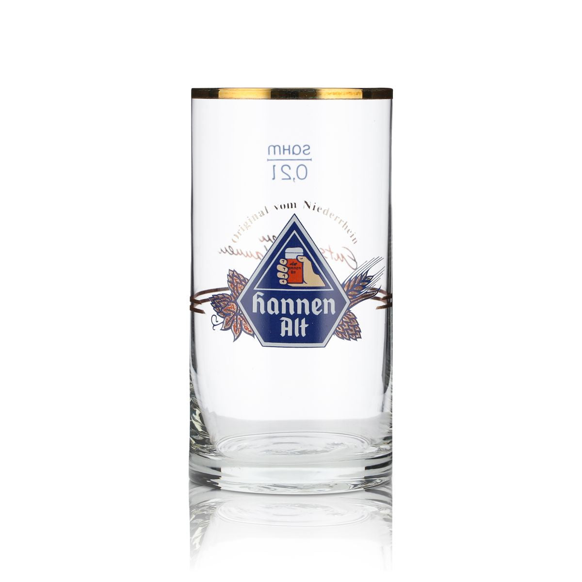 6x Hannen Alt beer glass 0.2l Altbierstange Willi mug gold rim Brewery – View 2
