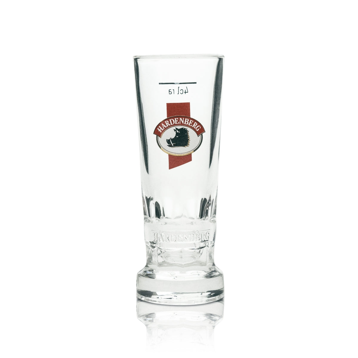 6x Hardenberg schnapps glass shot, elongated, red logo, 4cl Rastal – View 2