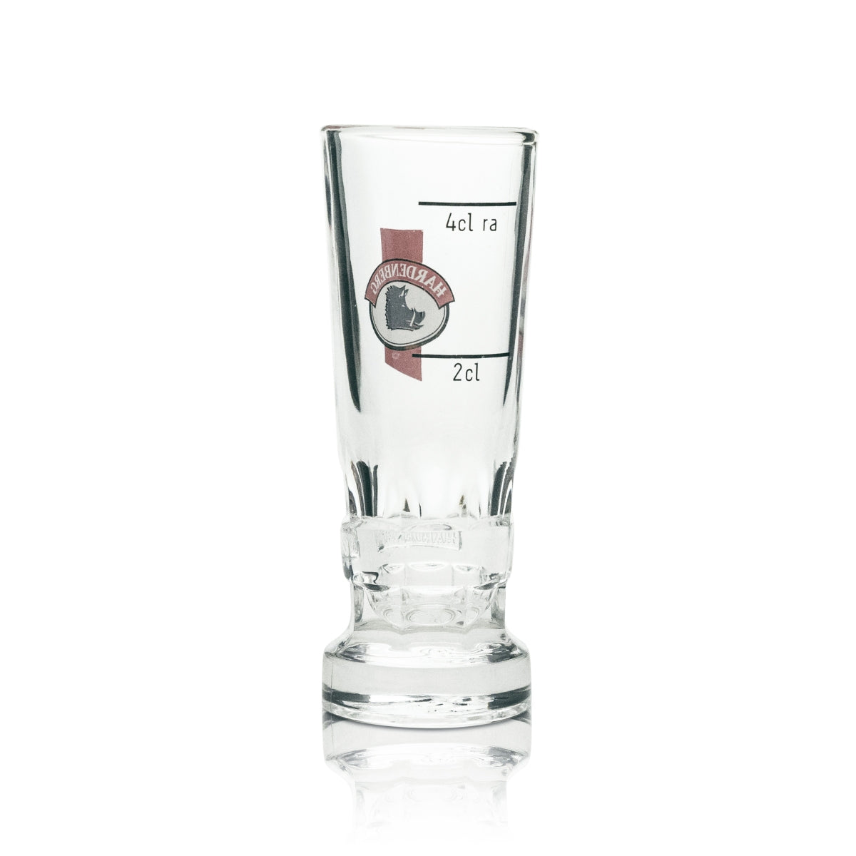 6x Hardenberg schnapps glass shot, elongated, red logo, 4cl Rastal – View 3