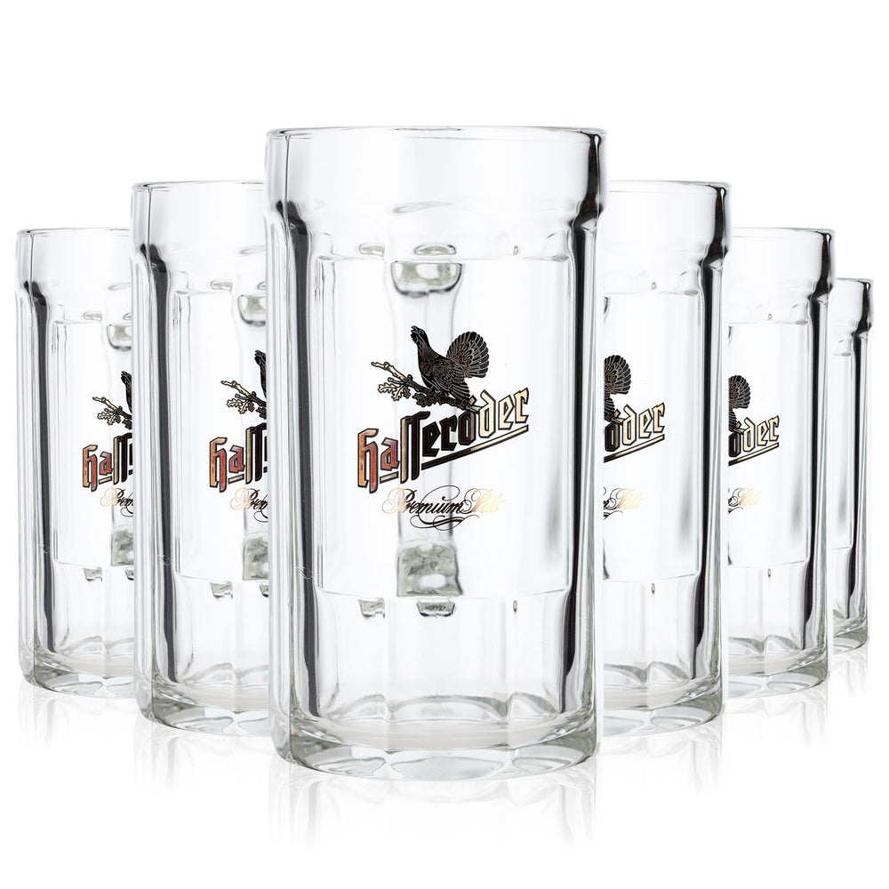 6 Hasseröder Beer Glasses, 0.4 L, Contoured Jug, Premium Pils (Set of 6)
