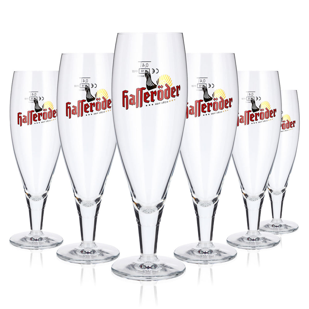6 Hasseröder Beer Glasses, 0.4 L, Tulip-Shaped, Allegro Ritzenhoff Beer Glass
