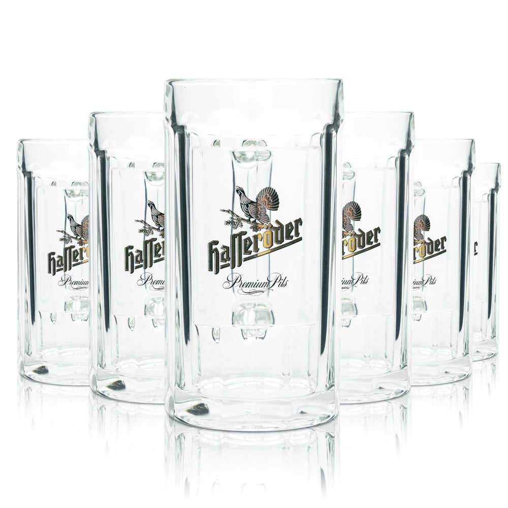 6x Hasseröder beer glass 0.5l mug Sahm Seidel handle glasses tankards Pils mugs