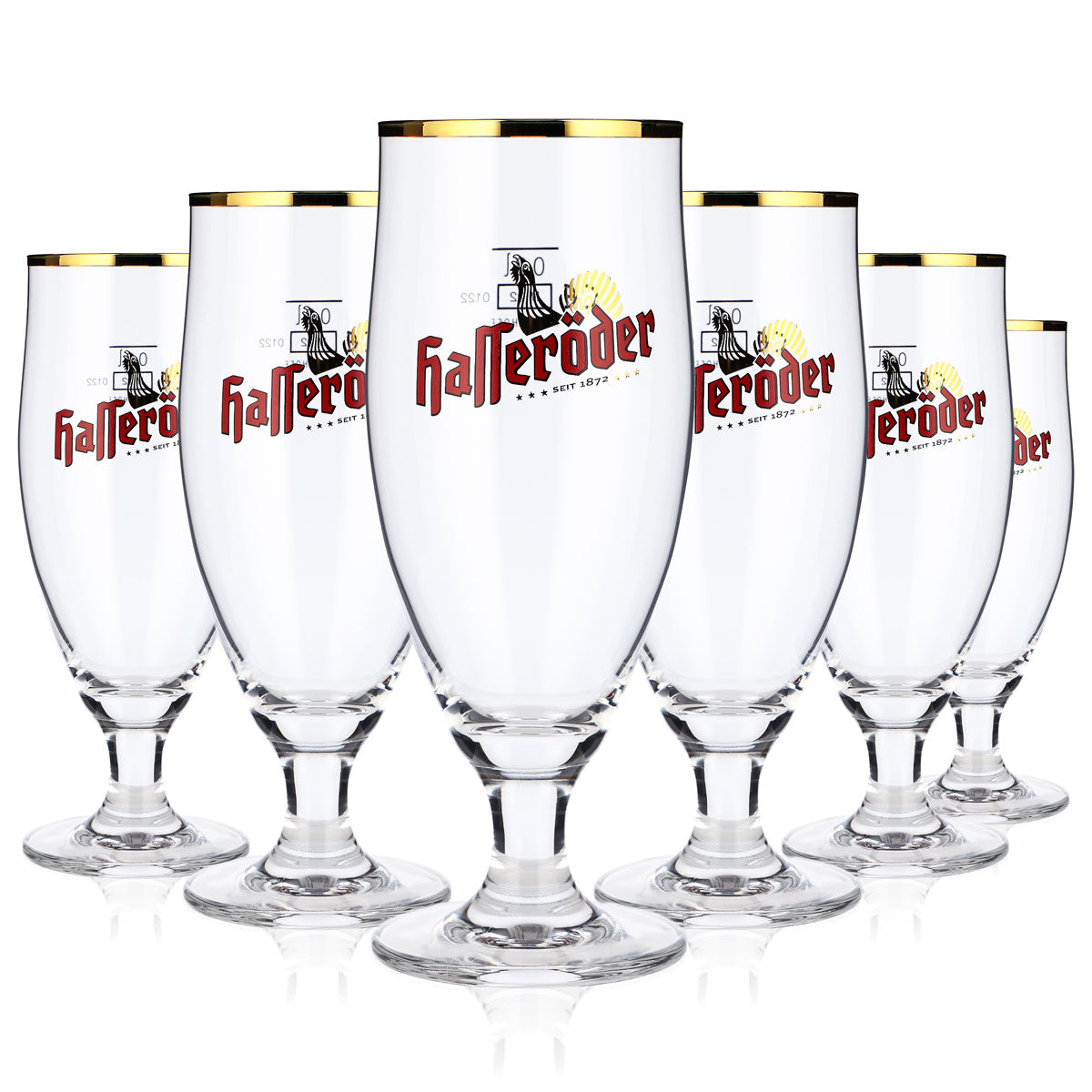 6x Hasseröder beer glasses Beer glasses 0.2 l Goblet glasses, bulbous, gold rim – View 5