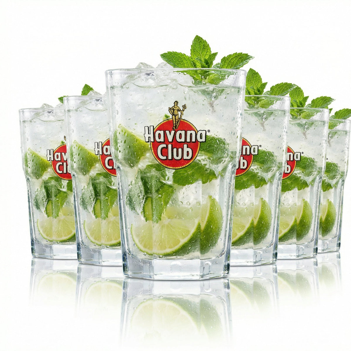 6x Havana Club 0.34 l long drink glass – Cuba Libre cocktail set with calibration mark