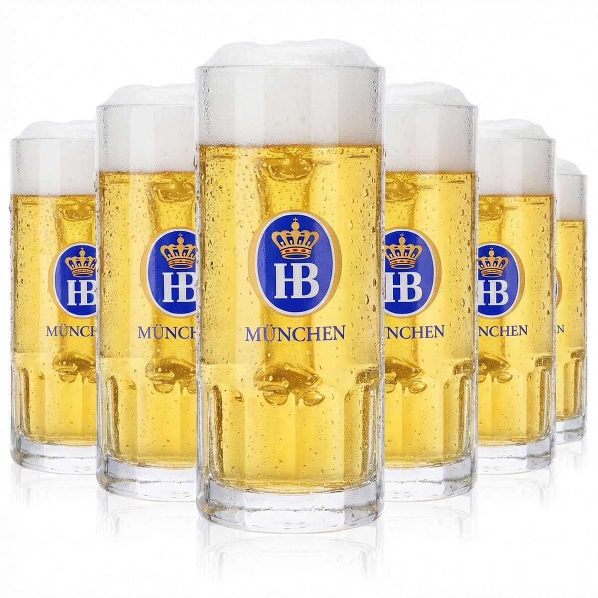 6x HB Munich glass 0.3l beer mug tankard Seidel glasses set Bavarian brewery – View 2