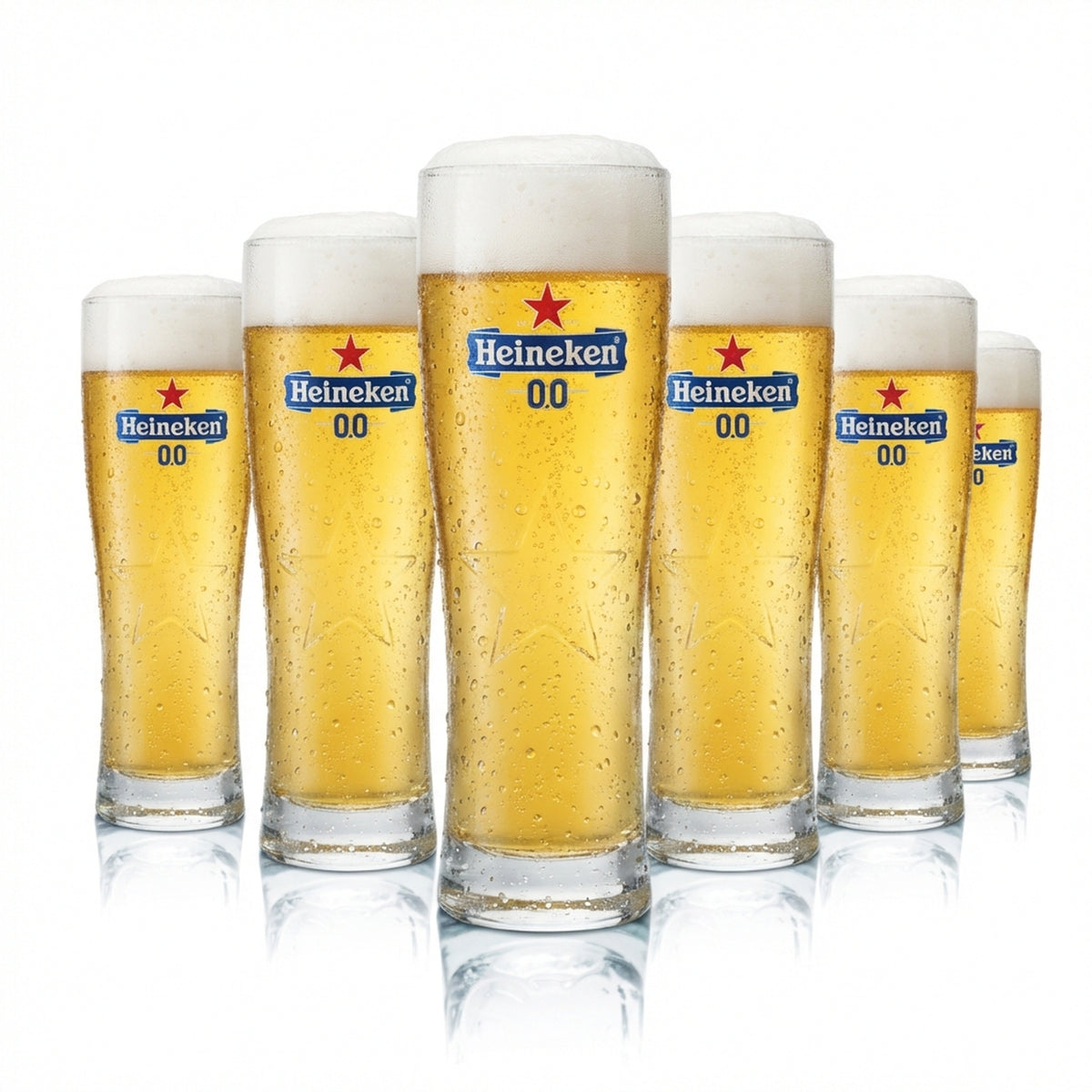 6x Heineken Glass 0.25l Beer Mug Cup Contour Glasses 0.0 Calibrated Gastro Beer