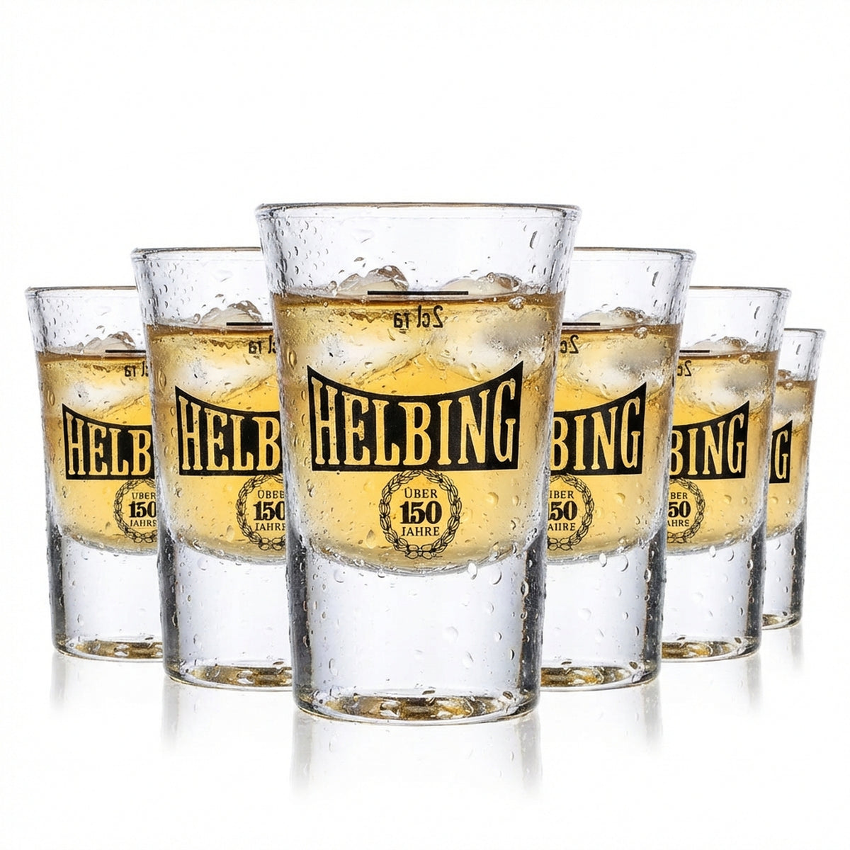 6x Helbing Caraway Shot Glass Stamper Stem Glass Design 150 Years Exclusive