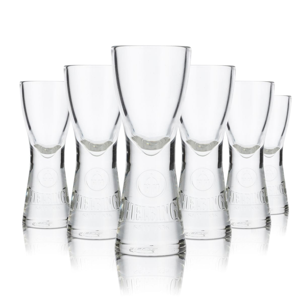 6x Helbing Kümmel Stamper Shot Glass Short Shot Glass Designer Glass Hamburg – View 2