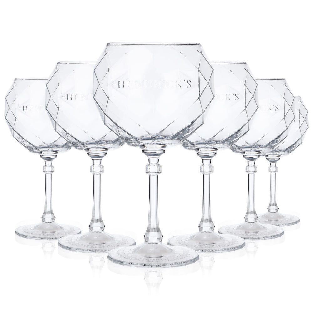 6x Hendricks Gin Glass 0.5l Design Balloon Glasses Elegant Relief Glass Contour Aperitif