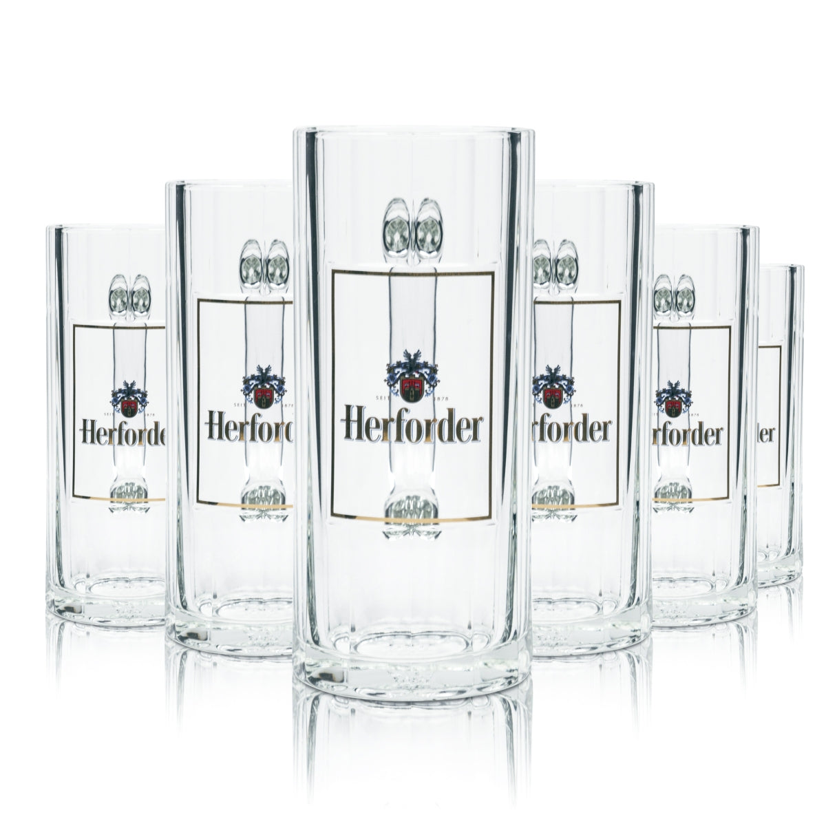 6x Herforder beer glass 0.4l mug Wallenstein Sahm Seidel handle glasses mugs bar