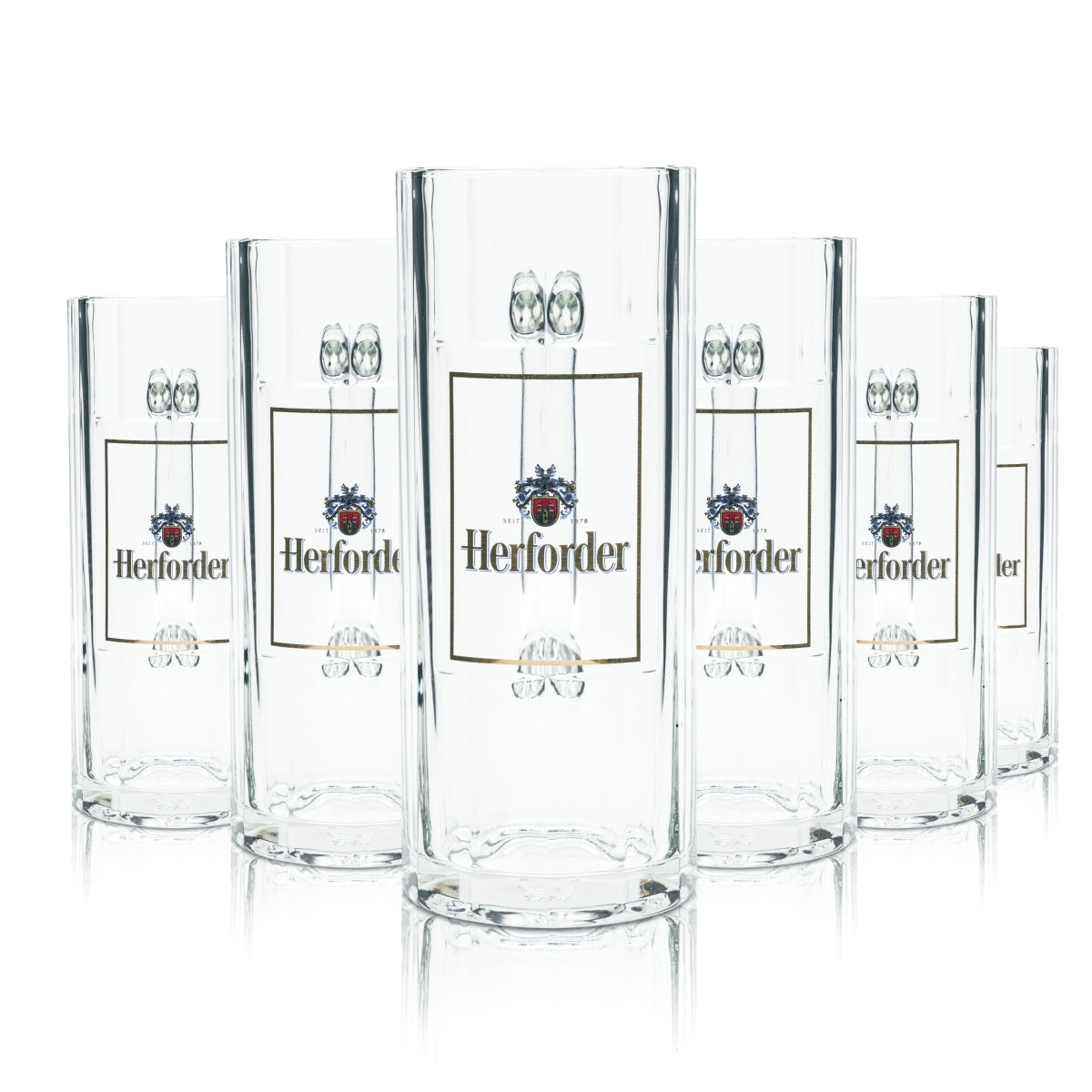 6x Herforder beer glass 0.5l mug Wallenstein Sahm Seidel relief mugs glasses bar
