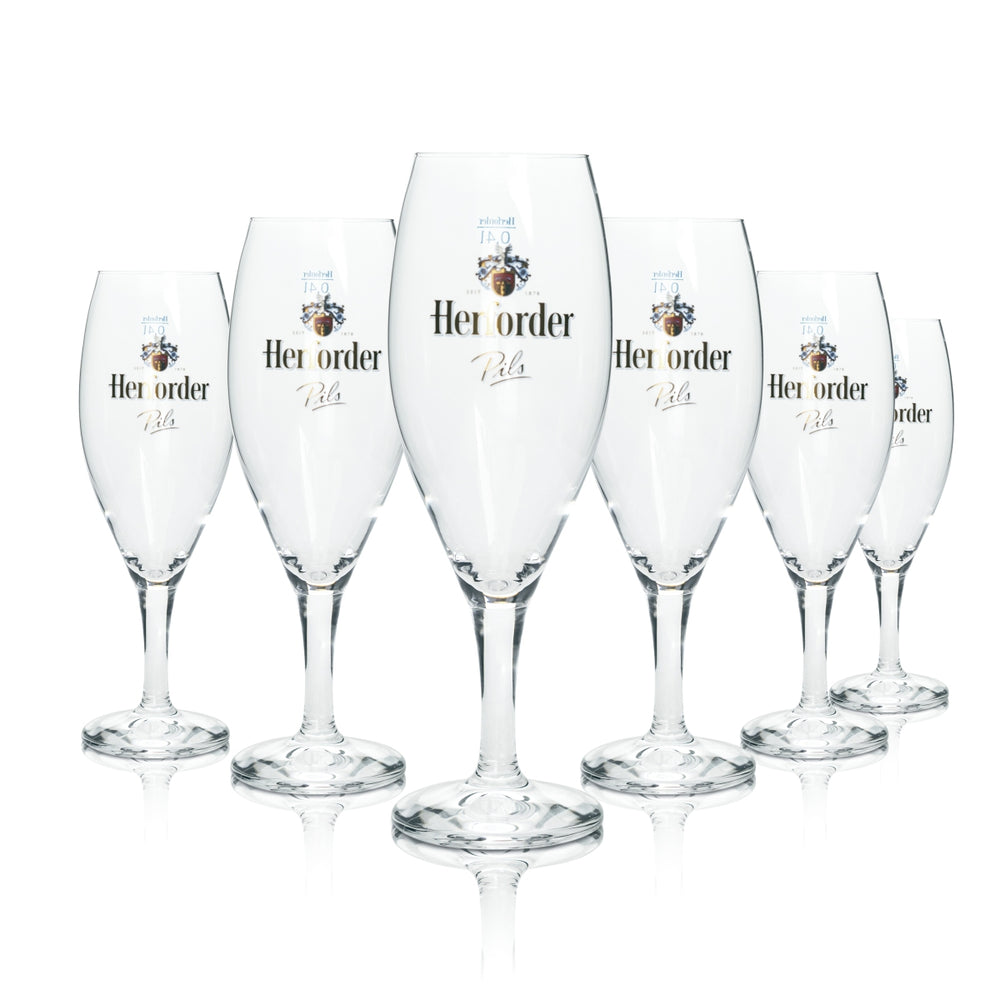 6x Herforder Pils Beer Glass 0.4l Imperial Sahm Tulip Glasses Brewery Stem
