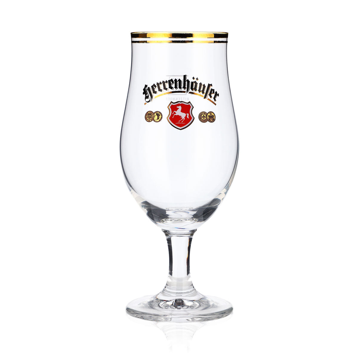 6x Herrenhäufer beer glasses, 0.25 l, bulbous, goblet shape, gold rim – View 2