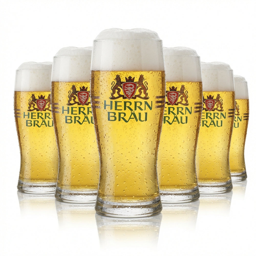 6x Herrnbräu glass 0.25l Willibecher beer glasses set Brewery Gastro Calibrated