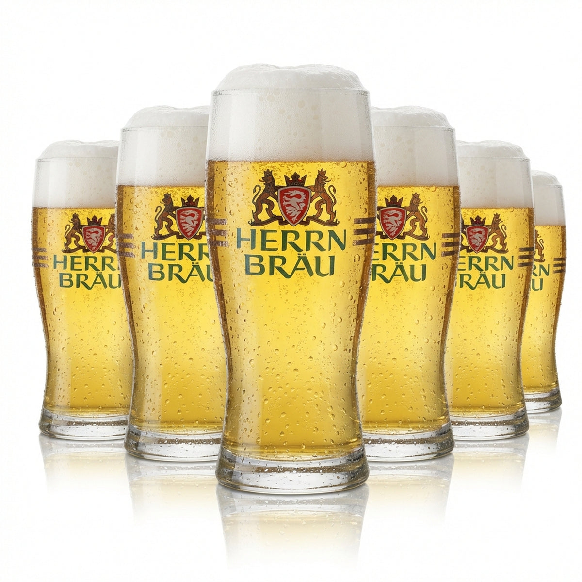 6x Herrnbräu glass 0.25l Willibecher beer glasses set Brewery Gastro Calibrated
