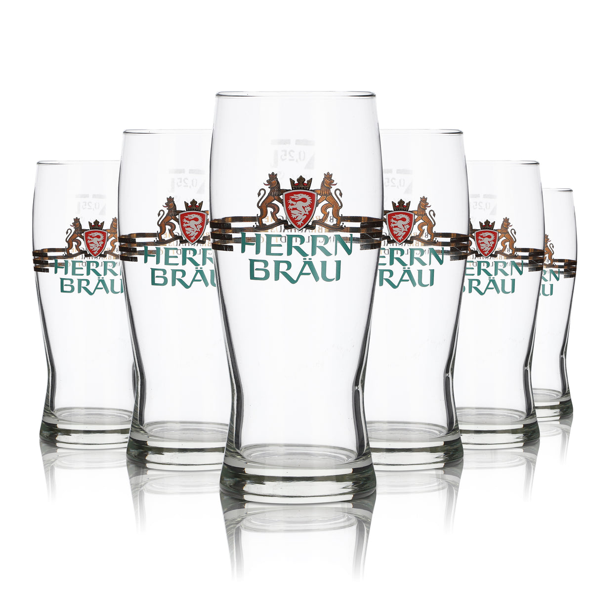 6x Herrnbräu glass 0.25l Willibecher beer glasses set Brewery Gastro Calibrated – View 5
