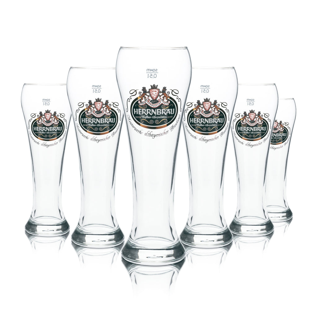 6x Herrnbräu wheat beer glass 0.5l yeast wheat glasses brewery restaurant bar pub