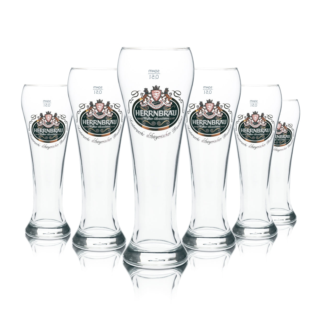 6x Herrnbräu wheat beer glass 0.5l yeast wheat glasses brewery restaurant bar pub