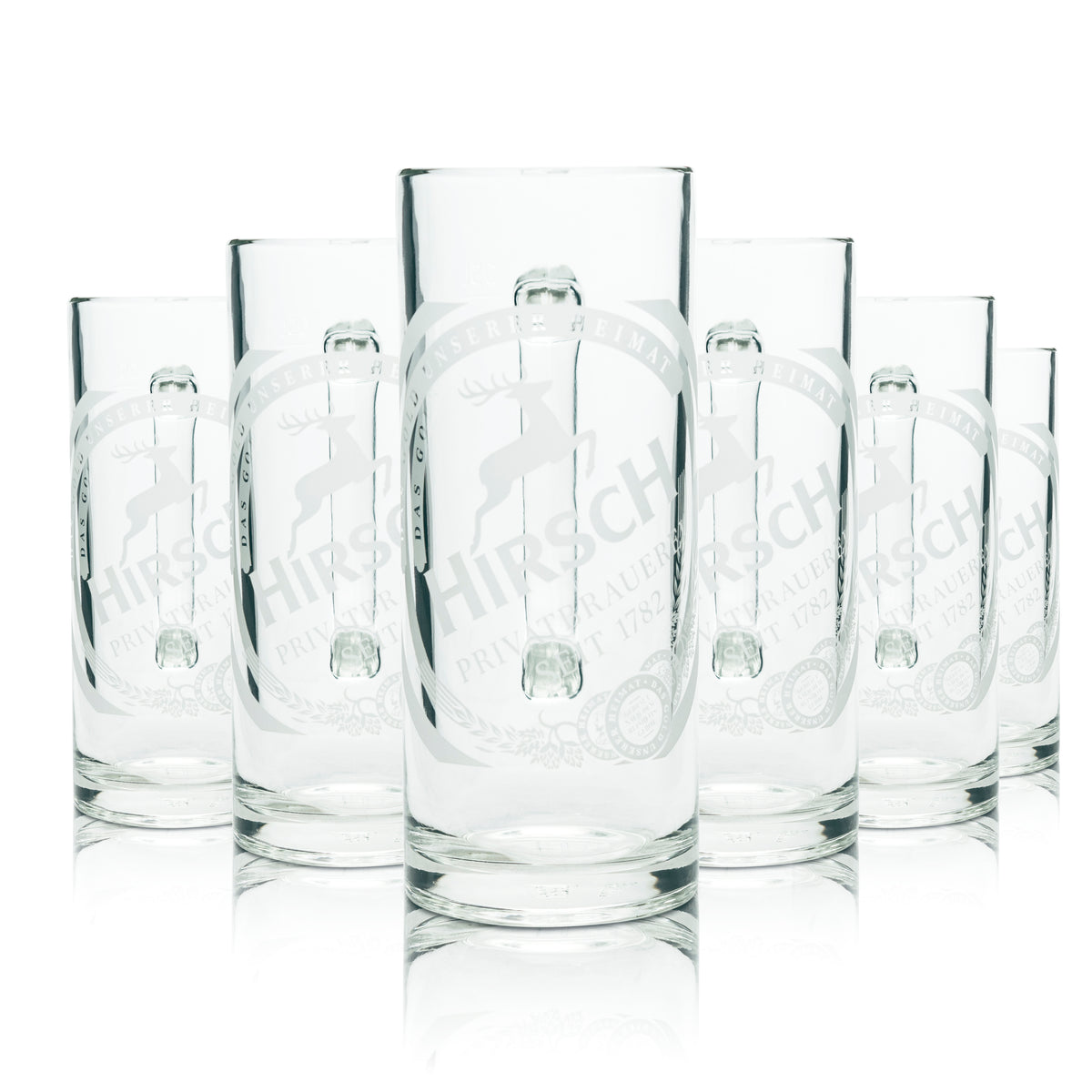 6x Hirsch Bräu beer glass 0.5l mug Gutsherren Seidel Rastal handle glasses mugs – View 4