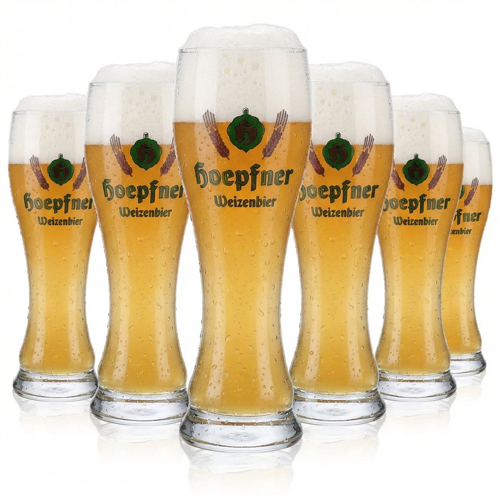 6x Hoepfner beer glass 0.5l wheat beer glass green logo Sahm Walchensee
