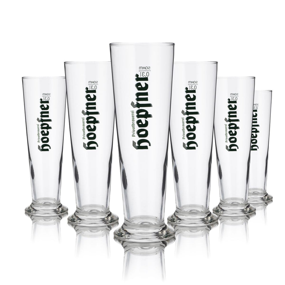 6x Hoepfner glass 0,3l goblet scene glass tulip beer glasses set brewery Karlsruhe