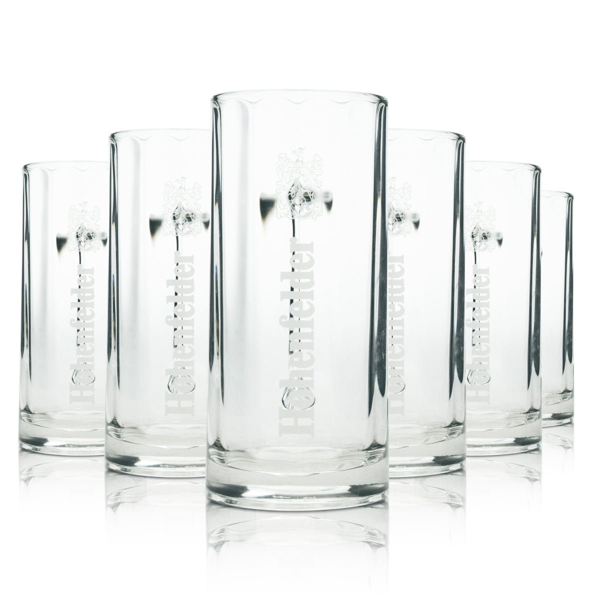 6x Hohenfelder beer glass mug 0.5l upright with logo