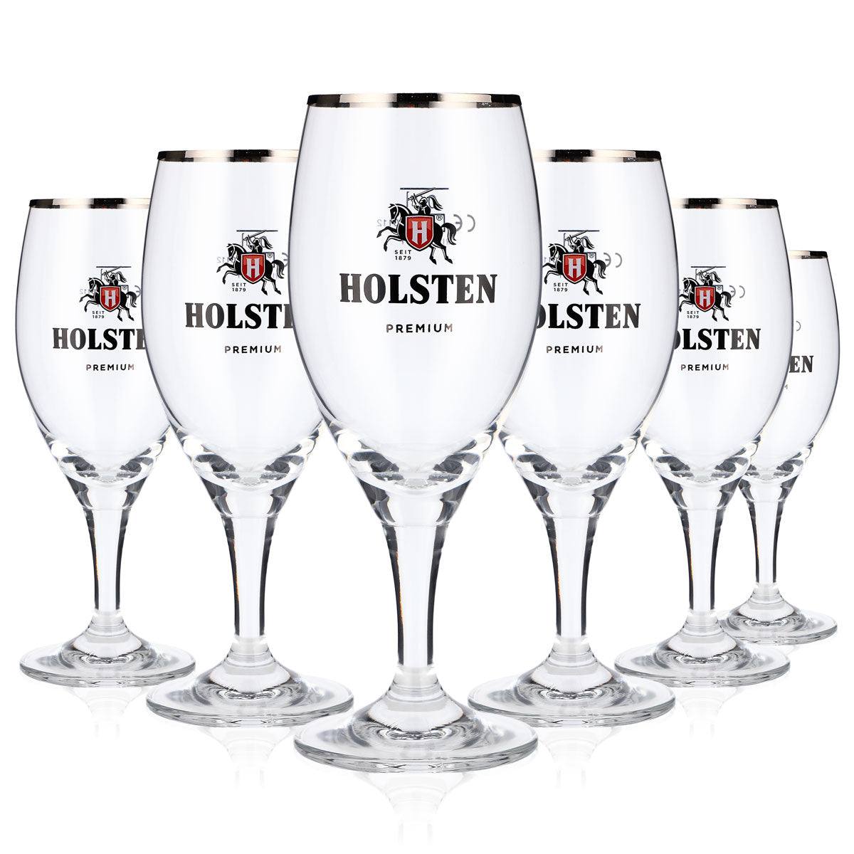 6x Holsten Beer Glass 0.2l Premium Goblet Glasses Platinum Rim Tulip Gastro Calibrated – View 5