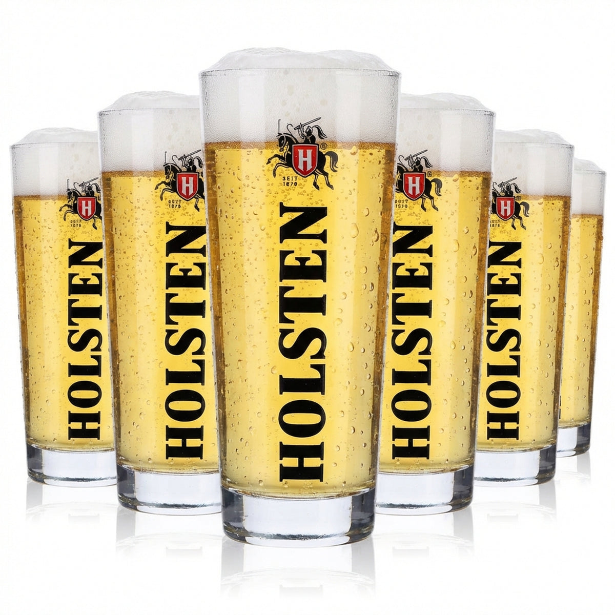 6x Holsten beer glass 0.2 l Willli mug beer glasses logo black vertical