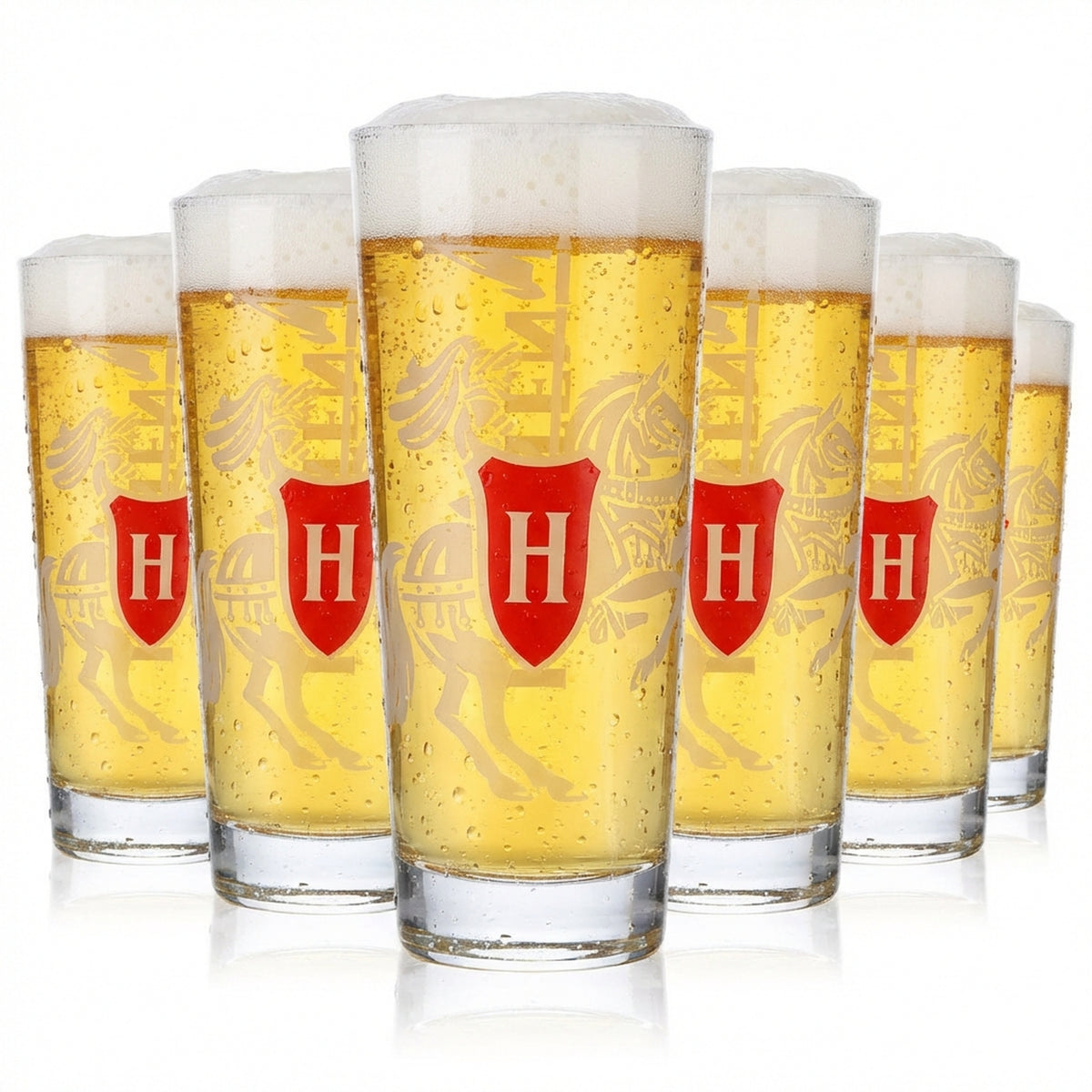 6x Holsten beer glass 0.3l Willi mug beer glasses logo white vertical