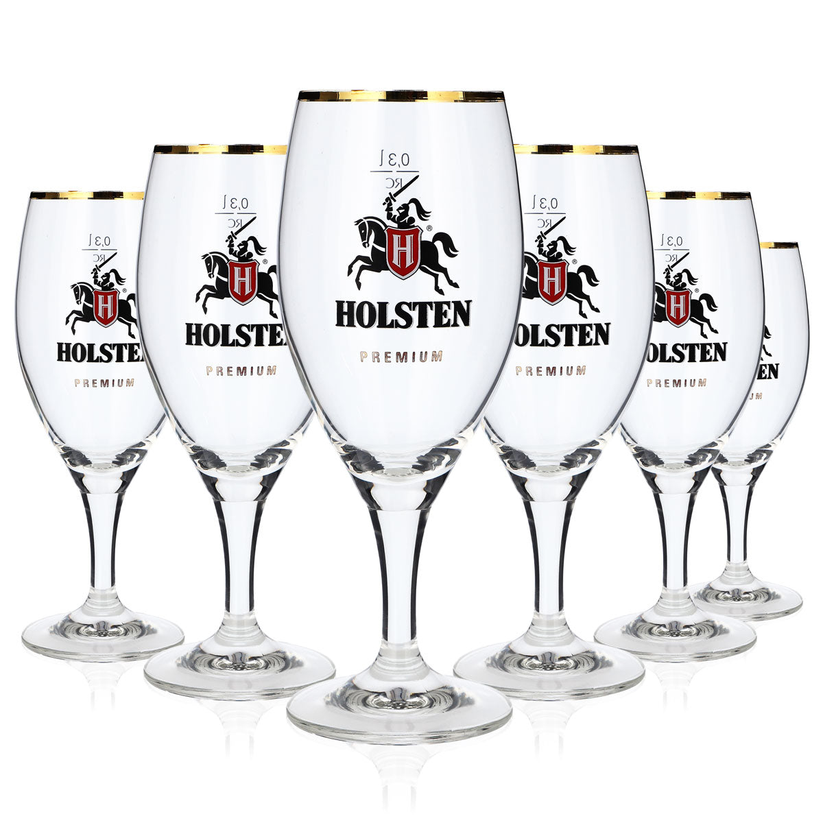 6x Holsten Beer Glass Beer Glasses 0.3l Goblet Premium Gold Rim Ritzenhoff – View 5