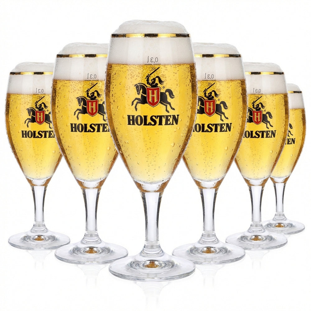 6x Holsten beer glasses 0.3 l goblets with gold rim Ritzenhoff
