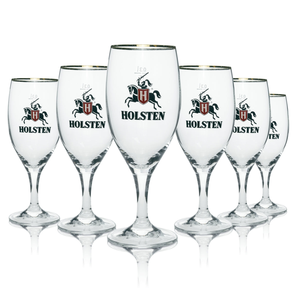 6x Holsten beer glass trophy with silver rim, 300 ml, Ritzenhoff