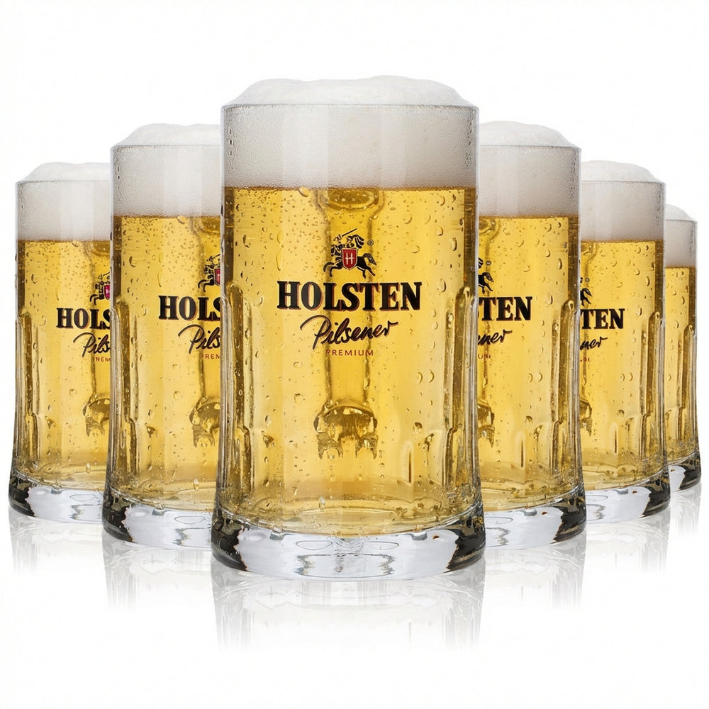 6x Holsten Glass 0.5l Beer Mug Premium Pilsener Salzburg Seidel Tankard Glass Set