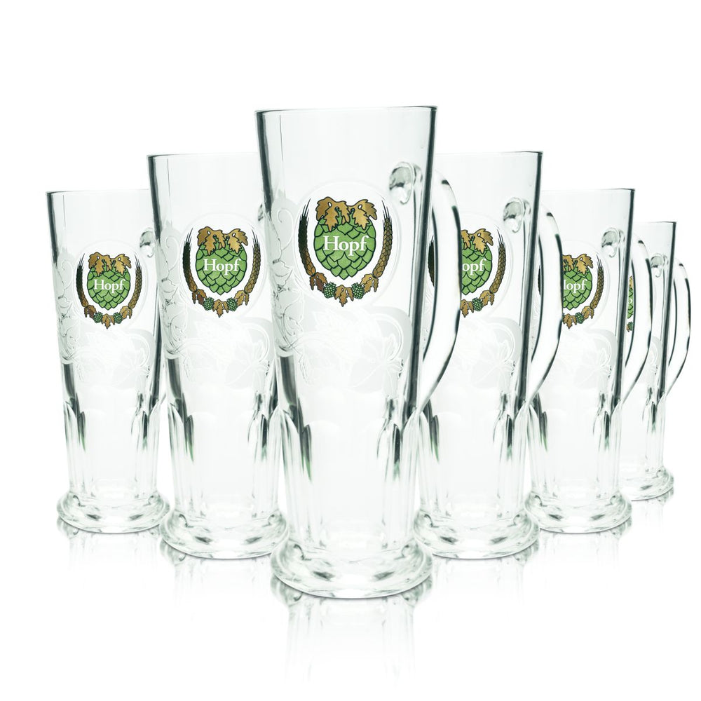 6x Hopf beer glass 0.5l contour glass design beer mug tankard glasses set brewery