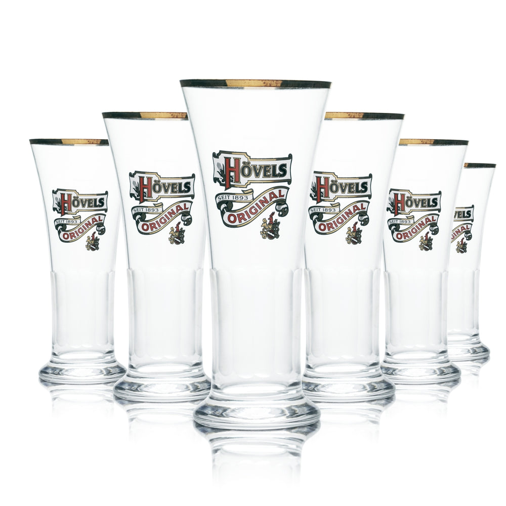 6x Hövels glass 0.2l beer trophy Victoria mug contour glasses with gold rim Dortmund