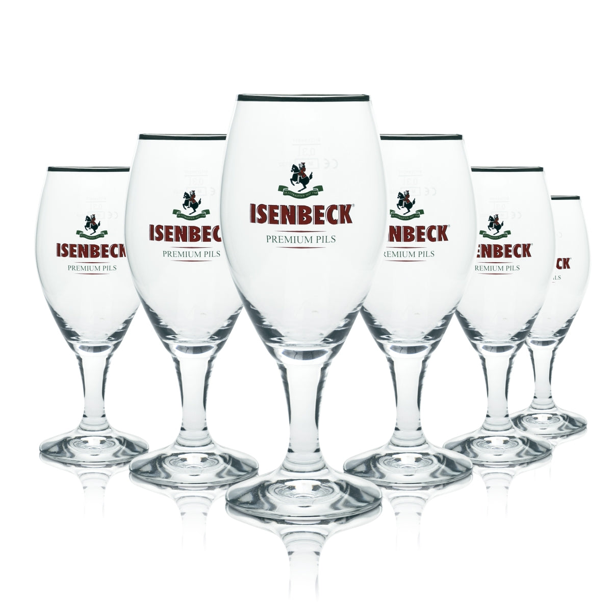 6x Isenbeck Beer Glass 0.3l Pilsner Tulip Cup Gold Rim Ritzenhoff Glasses Beer