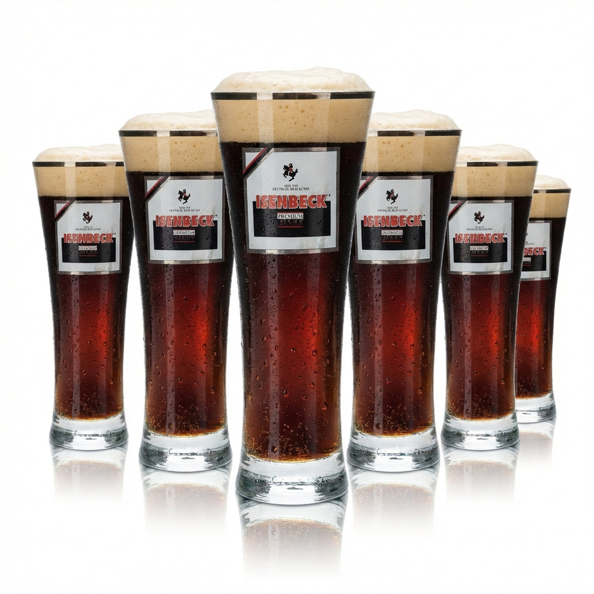 6x Isenbeck Beer Glass 0.3l Goblet Tulip Dark Silver Rim Glasses Gastro Pub Pils